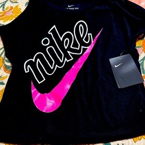 Nike Black Tee with Vibrant Pink Swoosh